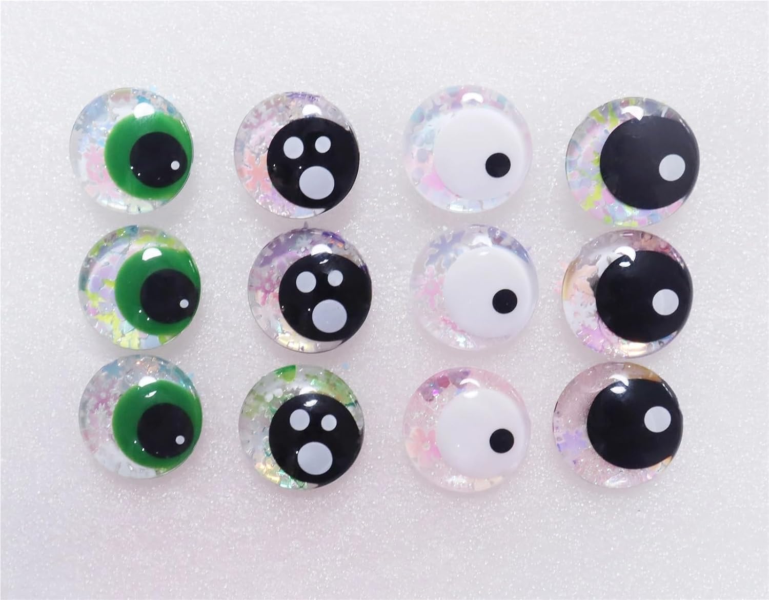 25mm 3D Offcentre Doll Eyes Handpainted Mix Colors 5 Pairs with Hard Washer