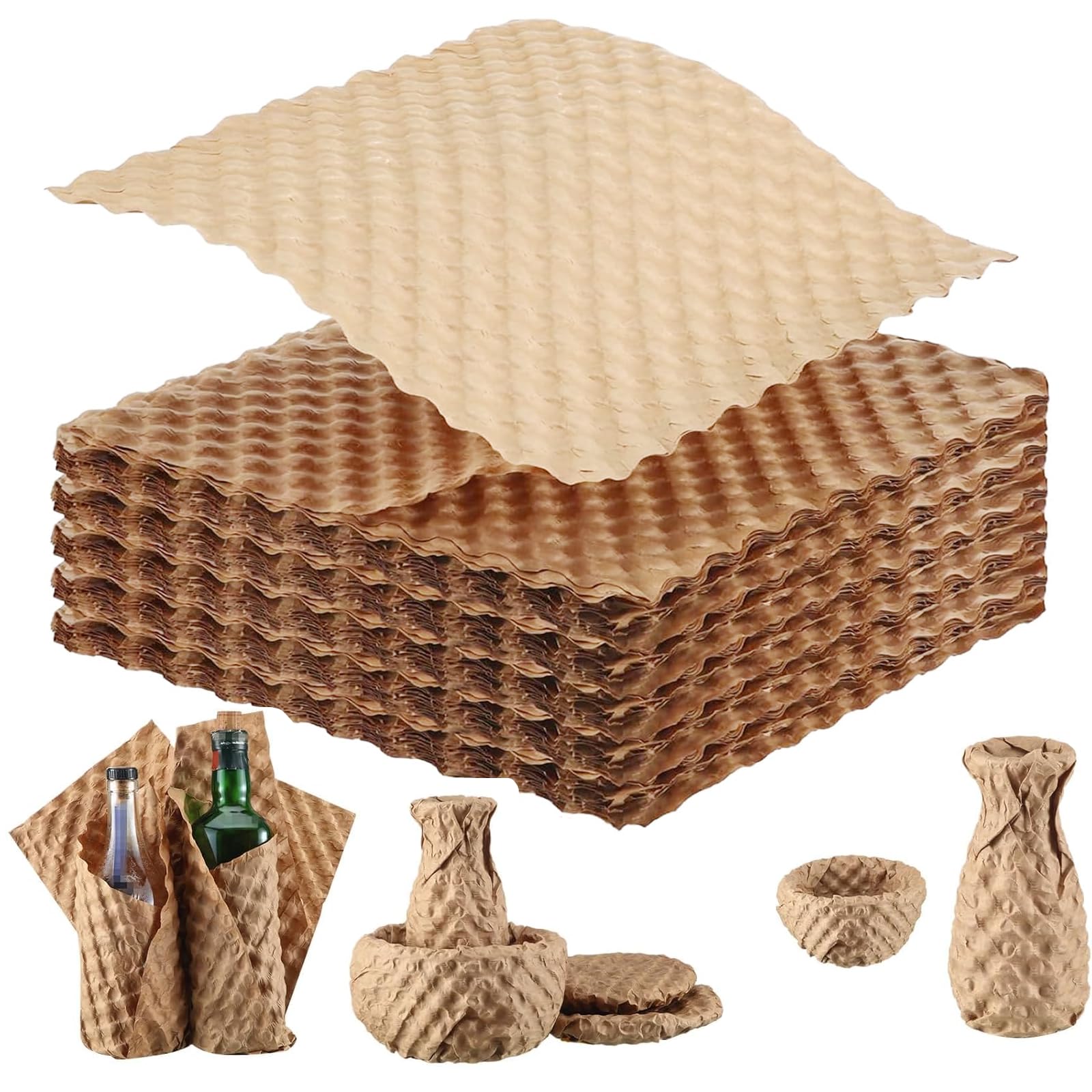 50 Sheets Paper Bubble Wrap Eco Cushioning Wrap, Biodegradable Packing Supplies for Moving & Shipping, Eco Friendly Alternative to Plastic Bubble Filler for Fragile Items, 29×30CM