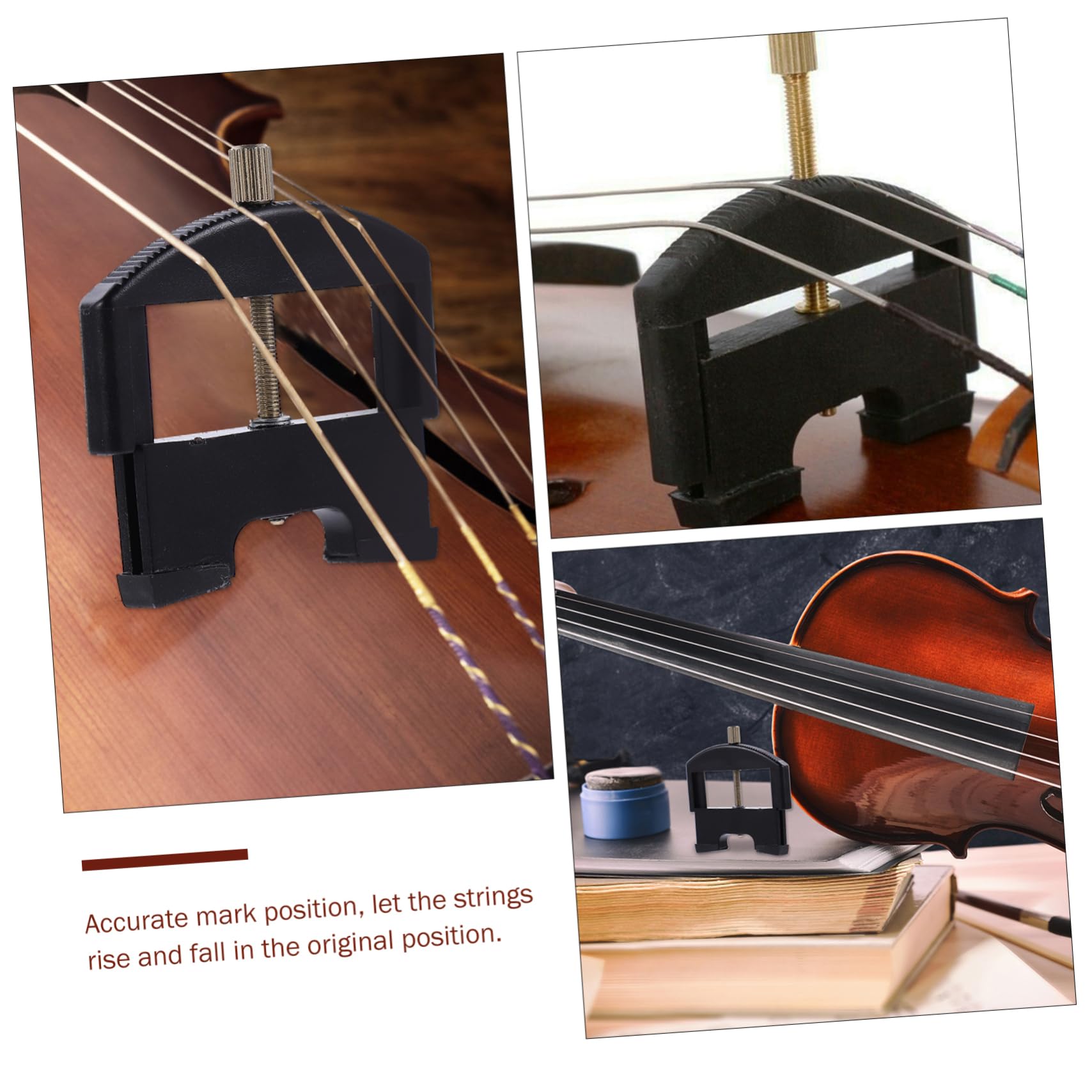 Utensile per Corde di Violino 1/4-4/4 Altezza Regolabile | Nero, Plastico Placcatura in Ferro, per Ponte e Sostituzione Corde, Posizione Segnata Precisione