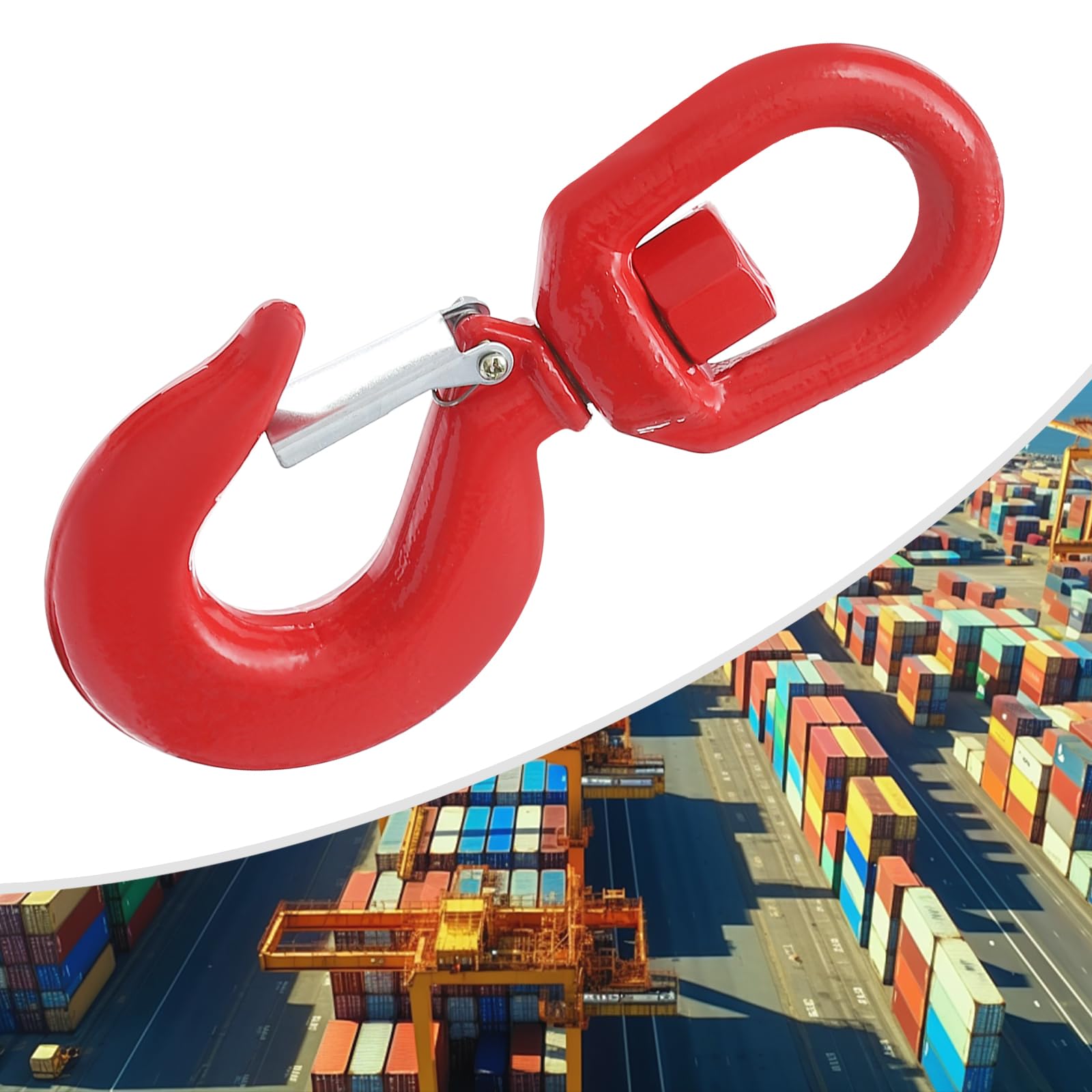 Gancio di sollevamento resistente con chiusura di sicurezza, capacità di 5 tonnellate, gancio per gru in acciaio legato per applicazioni industriali e edili
