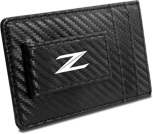Miniatura 2 de iPick Image Nissan 370Z Z Logo Black Carbon Fiber Cartera RFID Block Card Case Money Holder, 4-38" x 2-34"