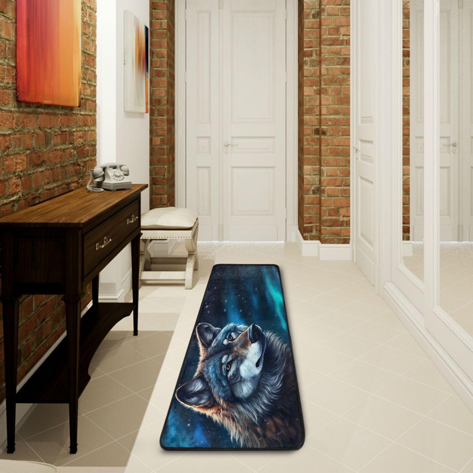 YETTASBIN Wolf Runner Rug, Non-Slip Large Floor Mat Anti Fatigue Area Rugs for Kitchen Bathroom Living Room Entryway Home Office Decor, 72 x 24 Inch