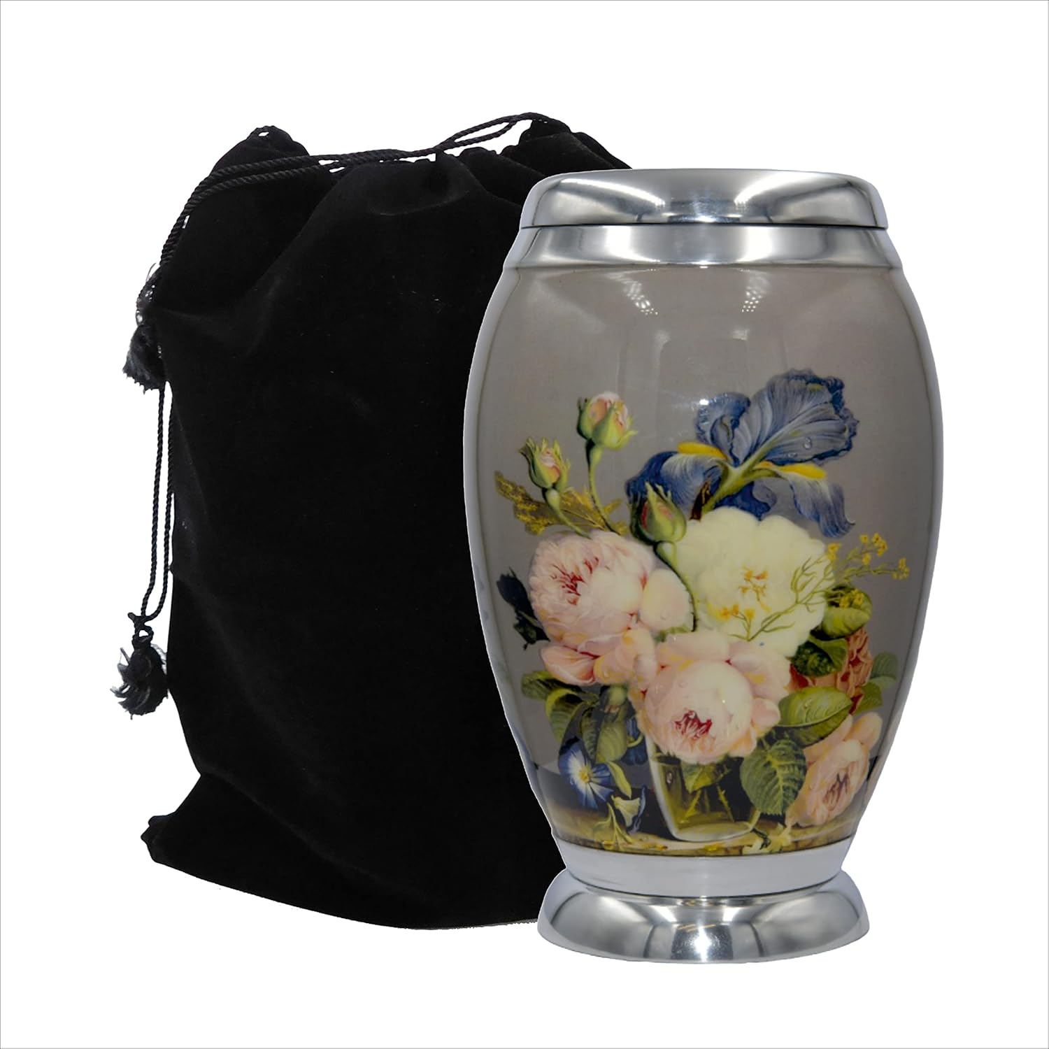 Urn for Human Ashes, Rose Cremation Urn, Memorial Human Urn with Velvet Bag and Personalization