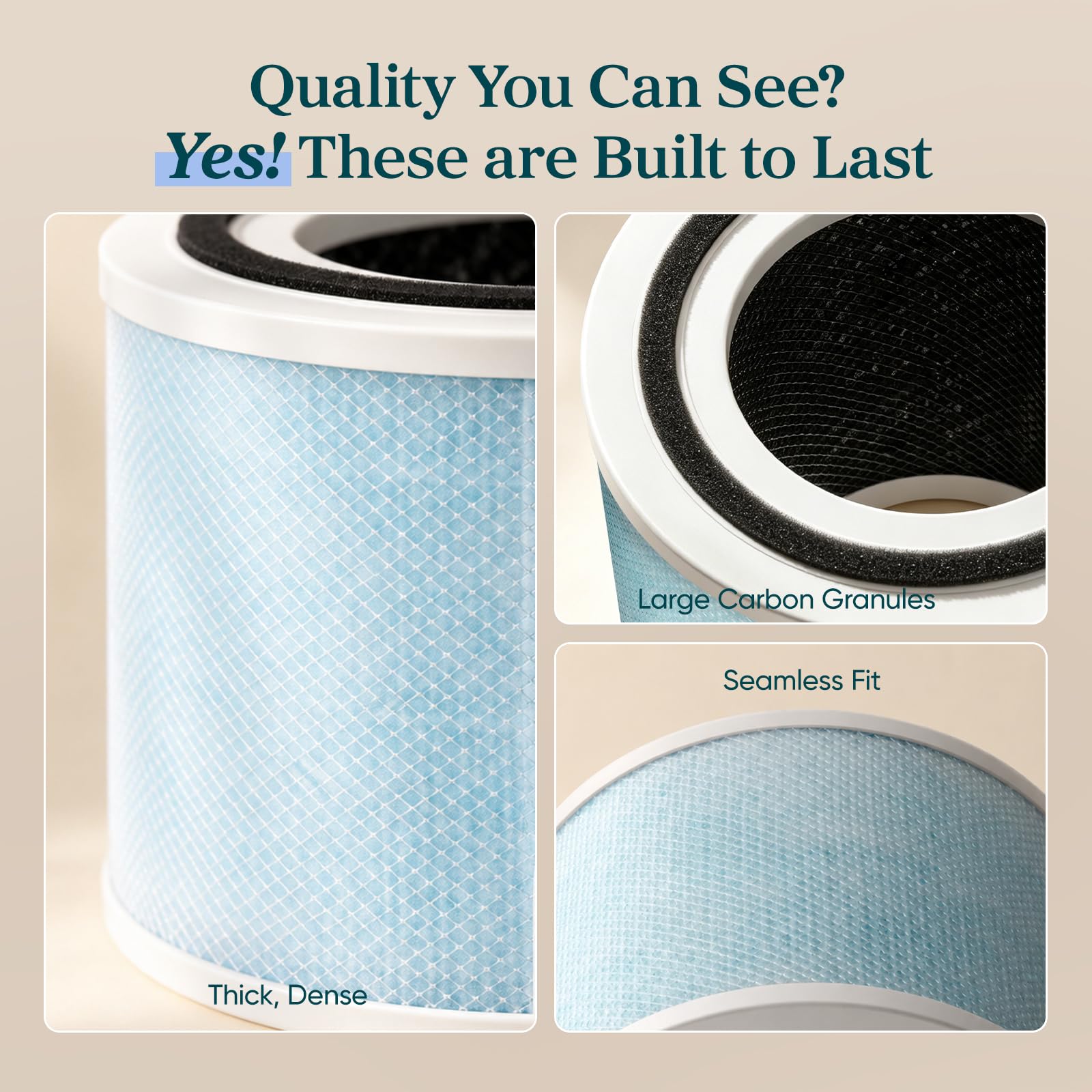 LEVOIT Filtro di ricambio per depuratore d'aria, 4 in 1 True HEPA, carbone attivo ad alta efficienza, nucleo 300-RF-WS, confezione da 1, blu