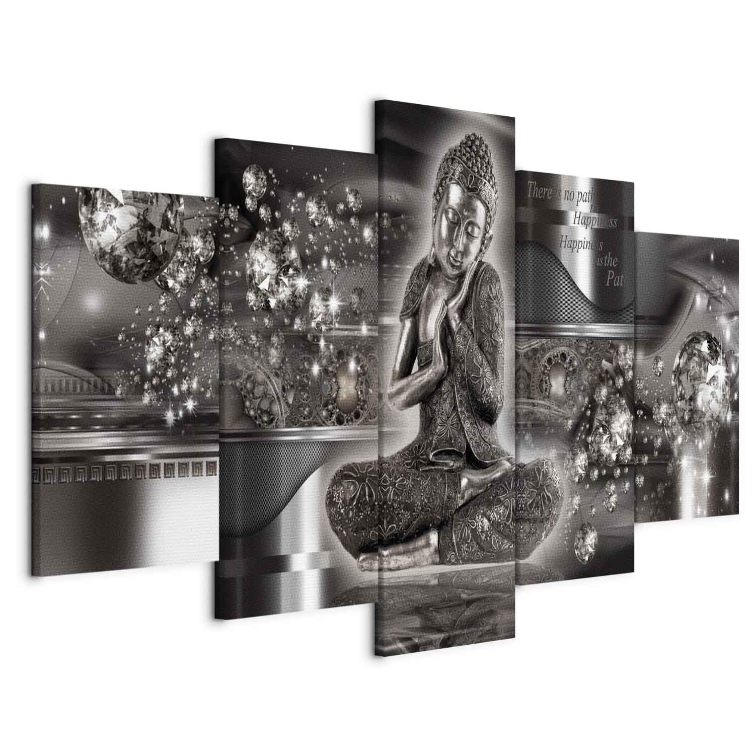 Cuadros B&D XXL - Cuadro en Lienzo Buda Zen Spa 200x100 cm 5 piezas - Impresión en material tejido no tejido cuadros decoracion salon modernos lienzos decorativos dormitorios - h-A-0053-b-p