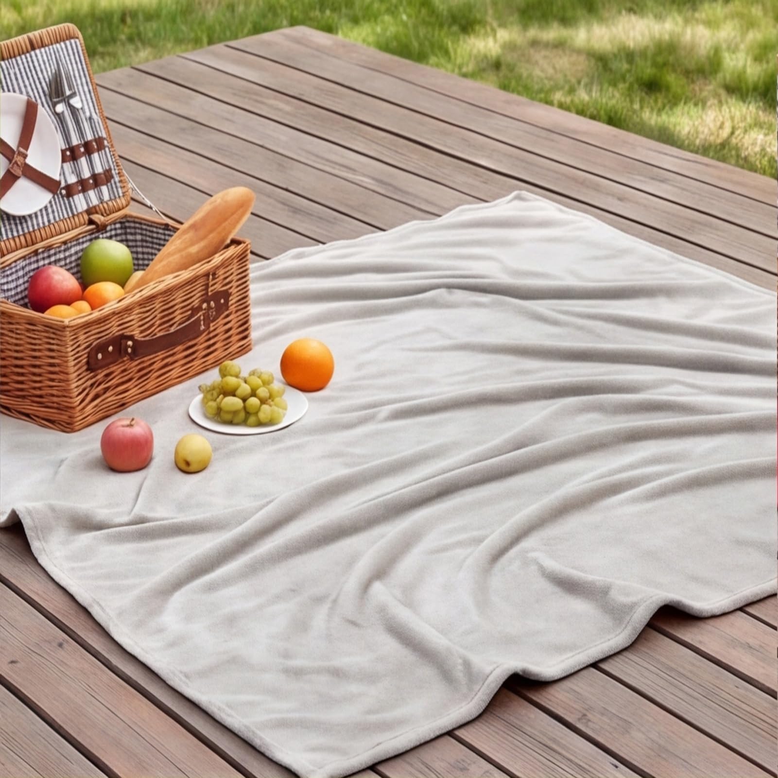 Couverture polaire chaude et moelleuse en flanelle isolante gris clair