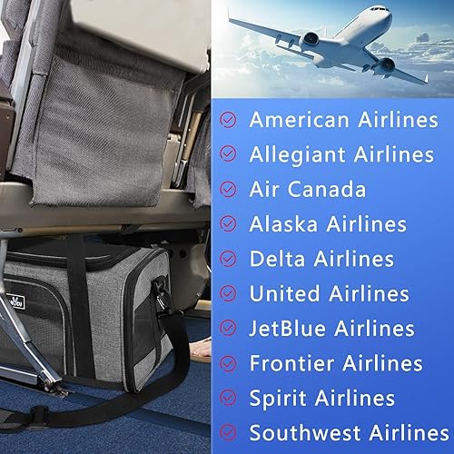 Vista 5 de Transportador de mascotas aprobado por la TSA para perros y gatos pequeños, bolsa de viaje con ventilación adecuada, 5 ventanas de malla, 3 1.0 Gris