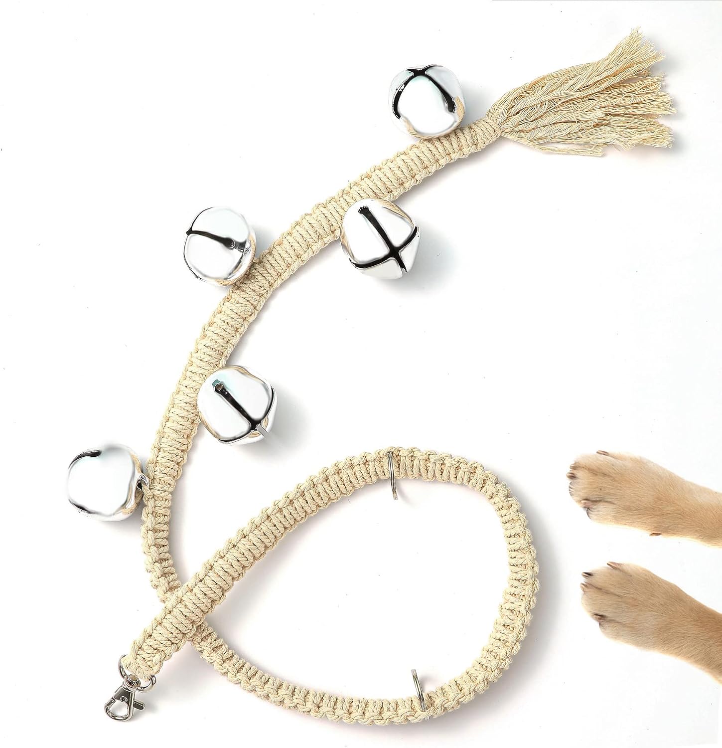 Dog Bell for Door Potty Training - Hanging Dogs Bells Doorbells to Ring to Go Outside, Adjustable Doorbell for Puppies Dogs Pet Supplies (Sliver)