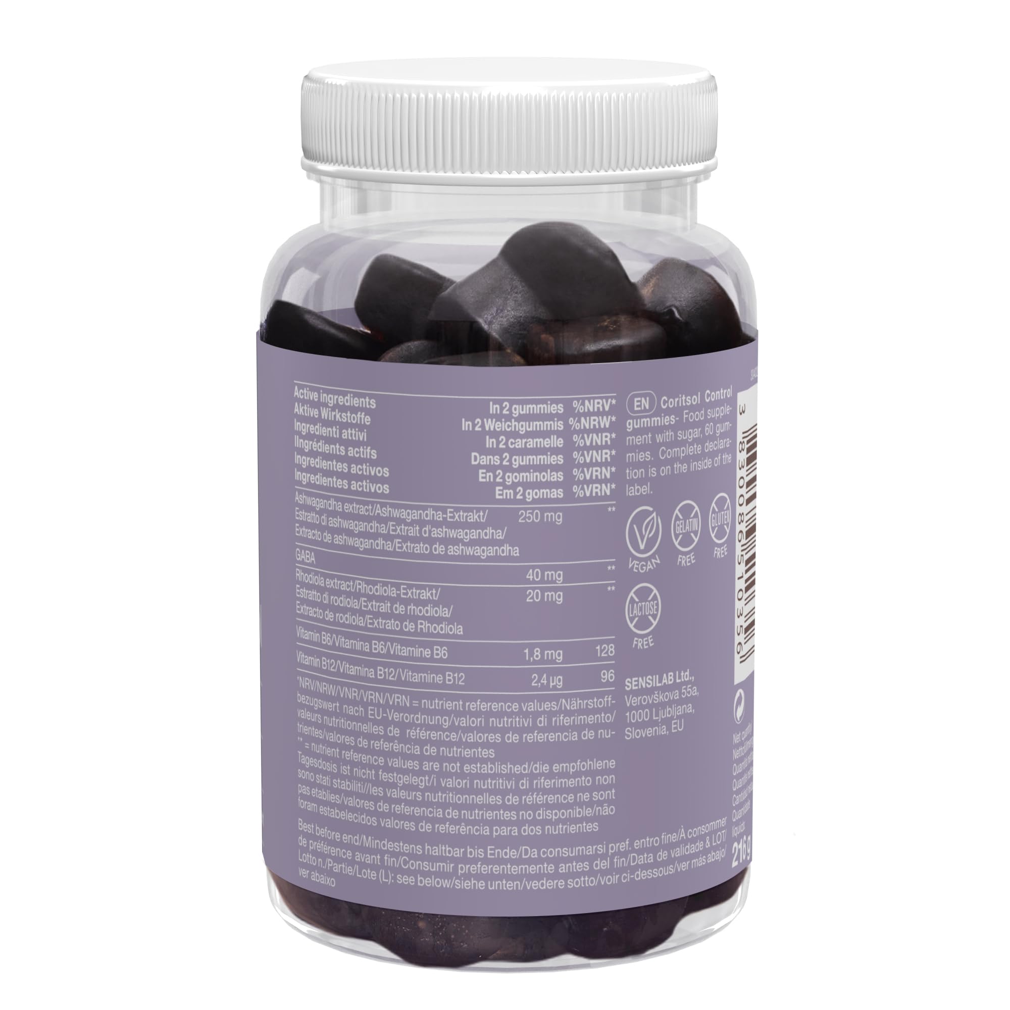 TummyTox, Ashwagandha per Trovare Sollievo Dallo Stress, con GABA, Rodiola Rosea, Vitamina B6, Vitamina B12, Cortisol Control, 120 Caramelle Gommose