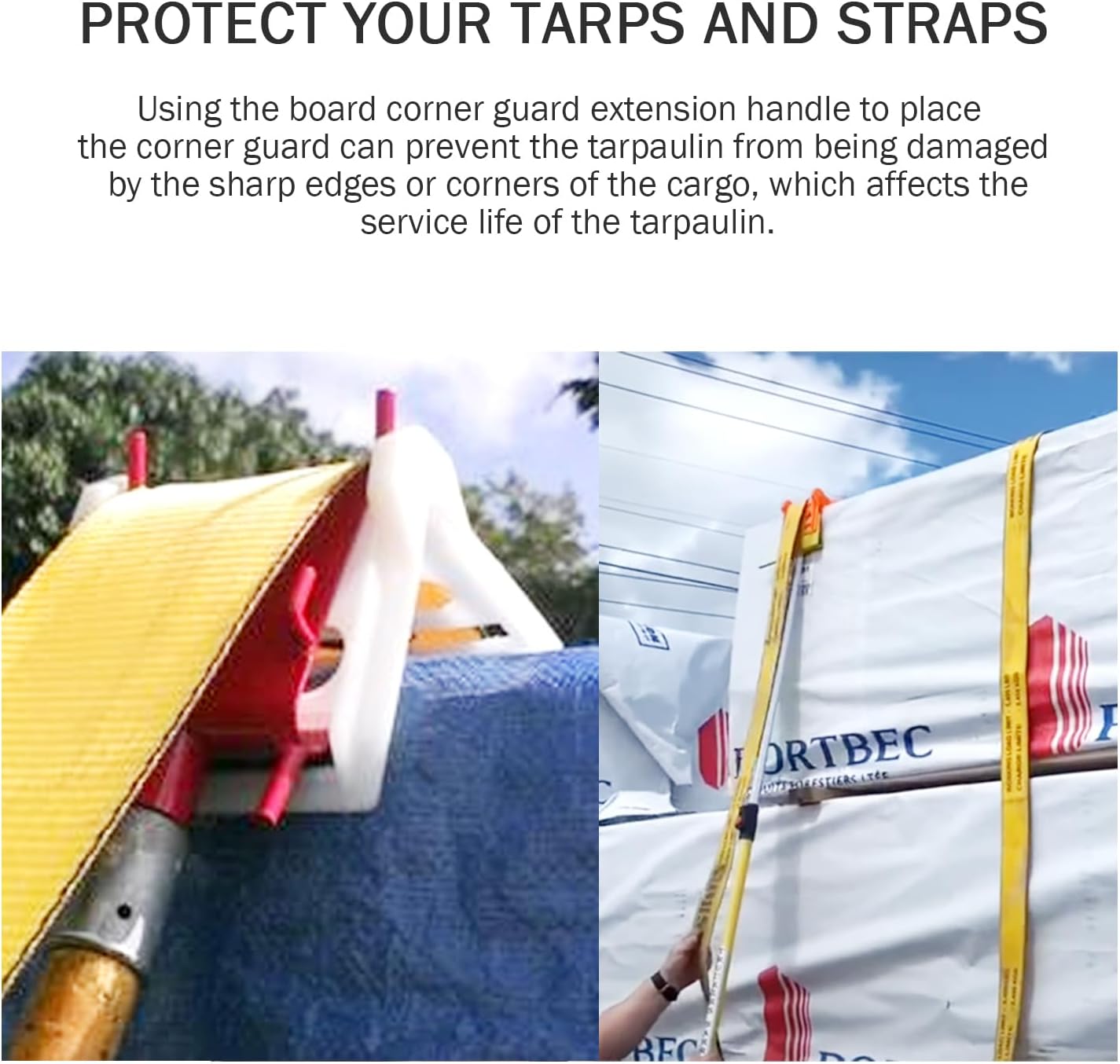 HUAALIUCHE 8 Foot Extension Handle for Board Corner Protector, Cargo Load Corner Protector V Edge Guards Handle，1Pack