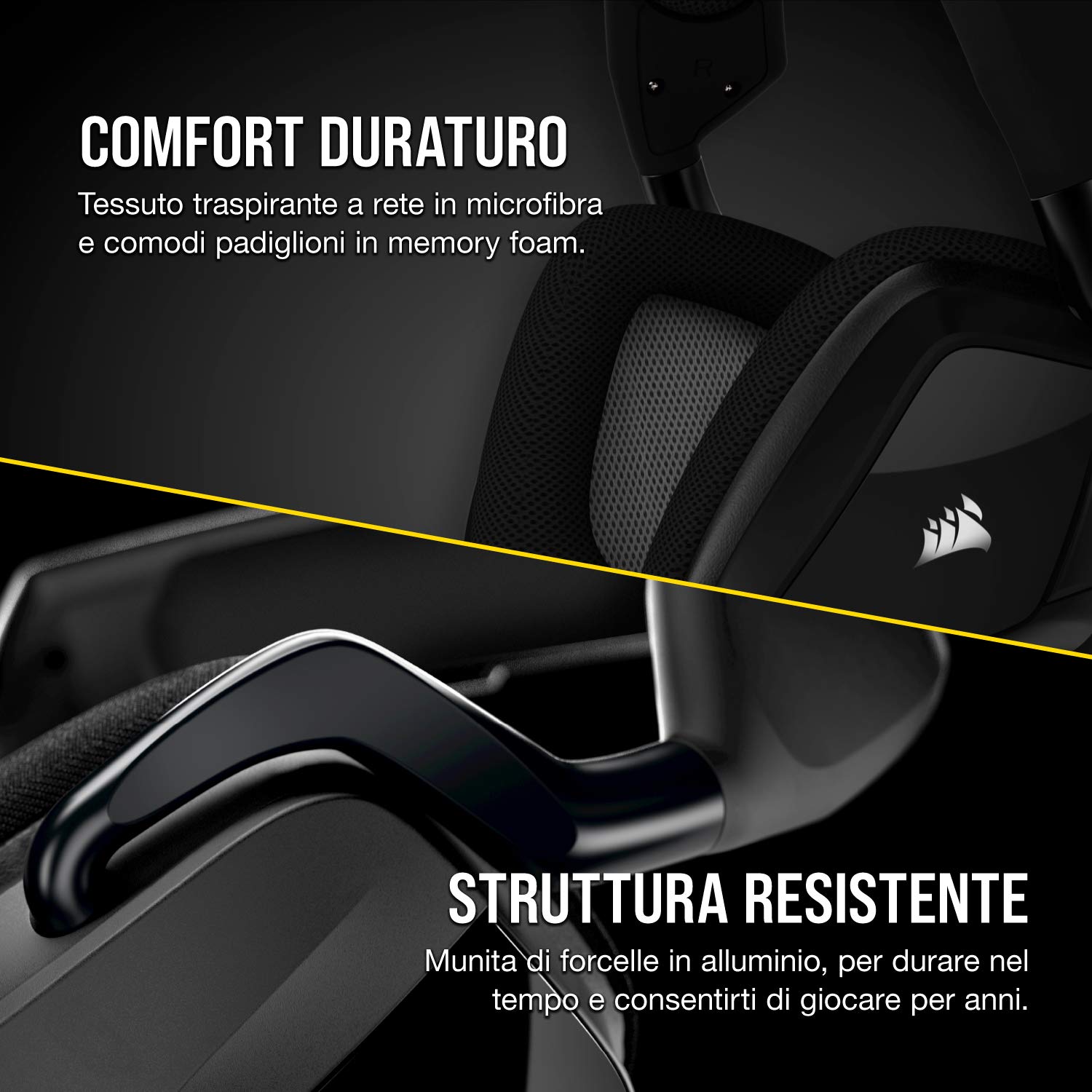Corsair VOID ELITE USB Cuffie Gaming con Microfono Omnidirezionale Ottimizzato, Audio 7.1, Personalizzabili Illuminazione, Microfibra Tessuto Padiglioni, Nero