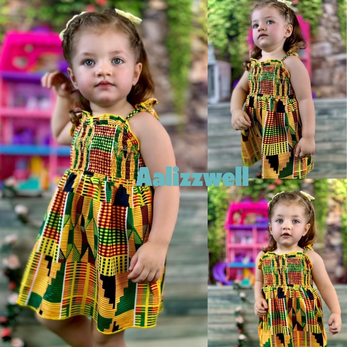 Aalizzwell Infant Baby Girls Spaghetti Strap Smocking Dress - Image 2