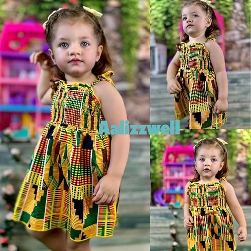 Miniatura 2 de Aalizzwell Vestido fruncido con tirantes delgados para bebés y niñas