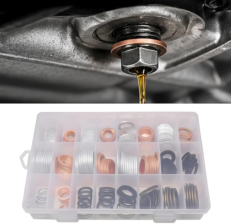 Kit de arruelas de vedação para bujão de óleo Wbshyy em cobre e alumínio M10 a M18 – 190 peças