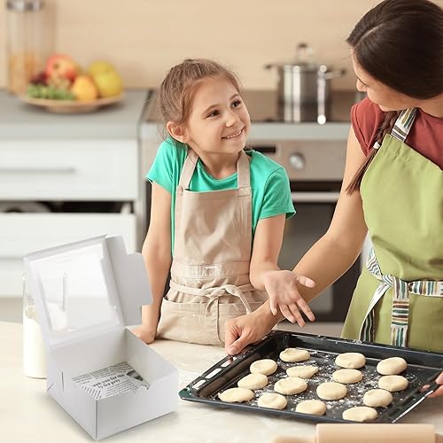 Miniatura 6 de Geyee 80 cajas blancas de panadería con ventana, cajas de galletas de 6 x 6 x 3 pulgadas, cajas de postre, caja desechable para pasteles, donas,