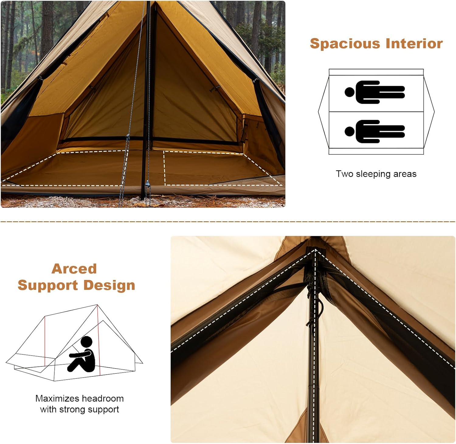 Hot Tent with Stove Jack, 4-Season Waterproof Chalet Tent, Easy Setup Weather-Resistant Shelter for Winter Camping & Outdoor Adventures
