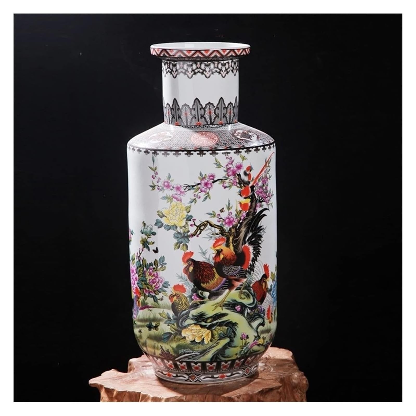 Vase Desktop Porcelain Decoration Office Entrance of Modern Chinese Style Large Ceramic Floor(A Green)