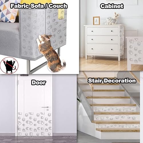 Miniatura 5 de HomeProtect Protector de muebles para arañazos para gatos 8 hojas con 60 pines cinta adhesiva duradera y sin rastro cinta de entrenamiento para