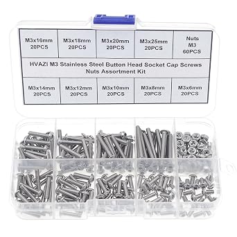 240PCS M3 304 Stainless Steel ButtonHead Socket Cap Screw & Nut Kit