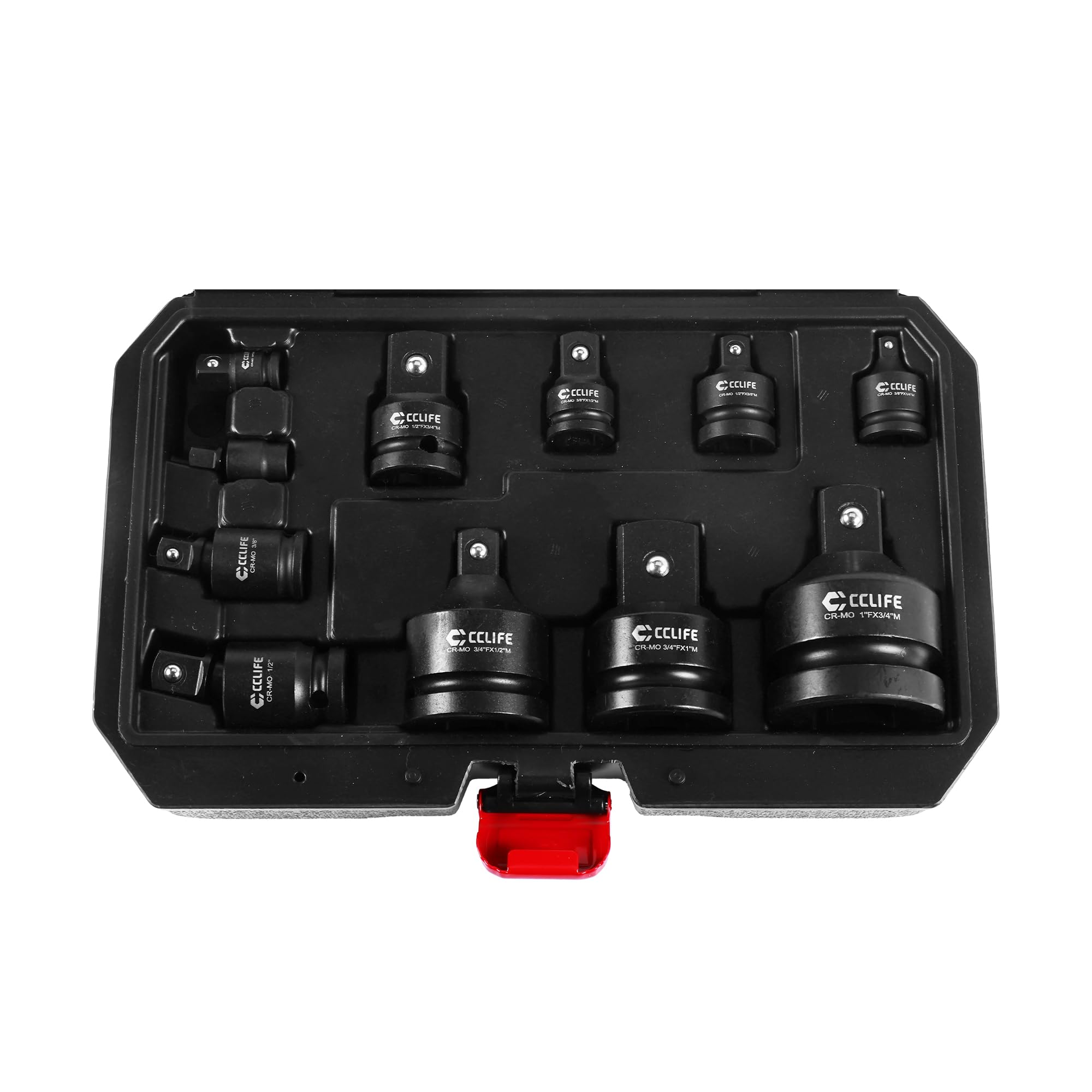 CCLIFE 11-częściowy zestaw adapterów do kluczy nasadowych Impact Cr-Mo ze stali | reduktorki 1/4", 3/8", 1/2", 3/4" do 1", uniwersalny przegub do wkrętarki udarowej, samochodów osobowych, ciężarowych