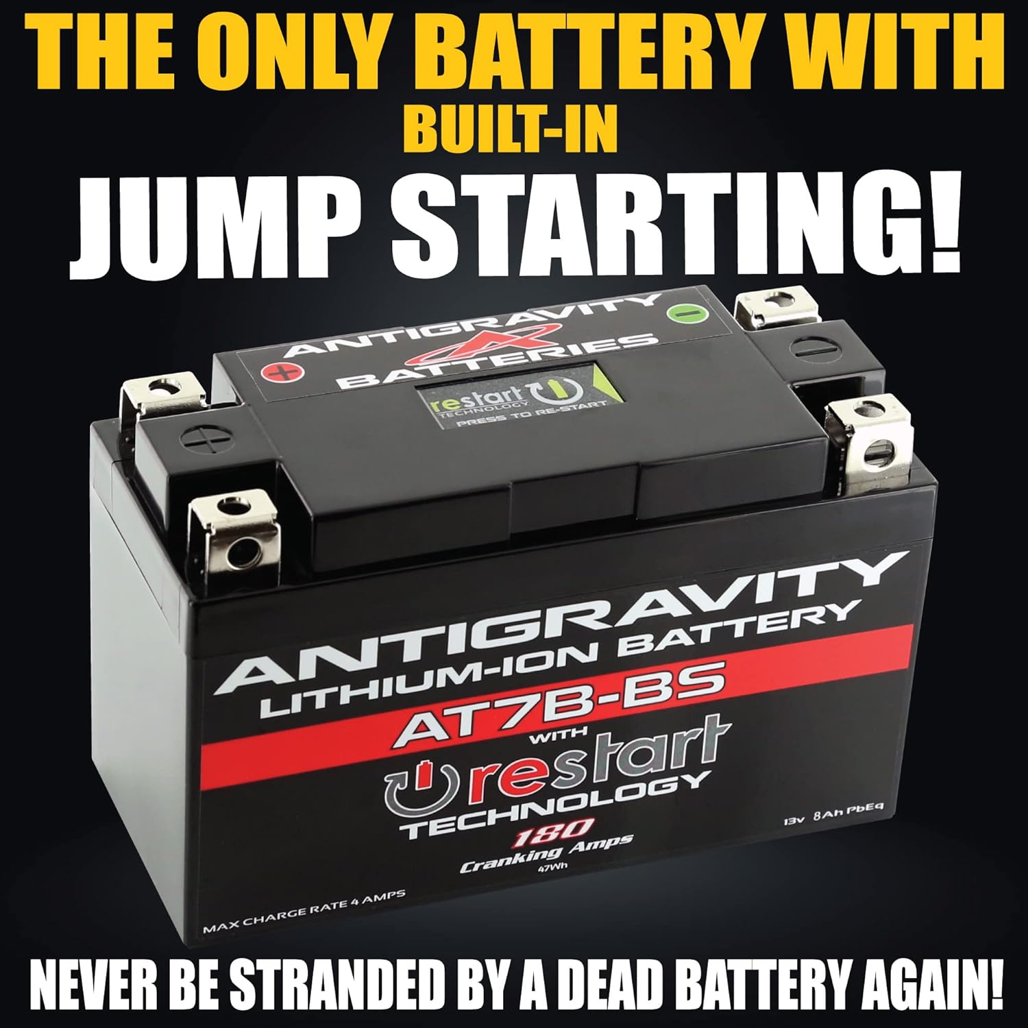 Antigravity AT7B Performance Lithium Motorcycle Powersport Battery with Built-In Jump Starting, 12V 3.5Ah Ducati, Shifter Cart Scooter Replaces YT7B