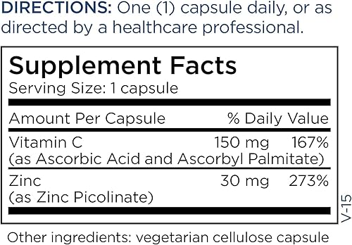 Miniatura 6 de Metabolic Maintenance Picolinato de Zinc 30 mg - Suplemento de zinc para hombres y mujeres con vitamina C, complejo de apoyo mineral puro para la