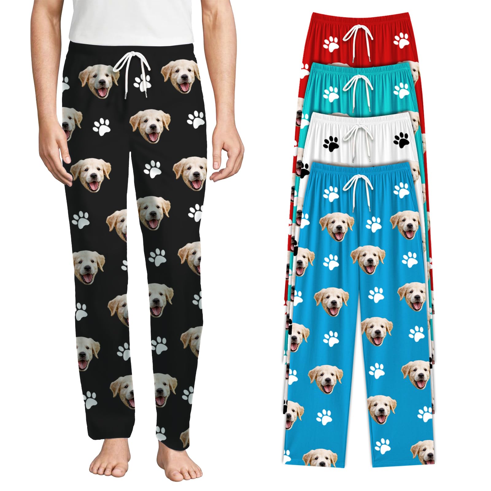 Personalized Pajama Pants with Photo - Custom Polyester Funny Picture Pajama Pants for Men Women Birthday Christmas Gifts