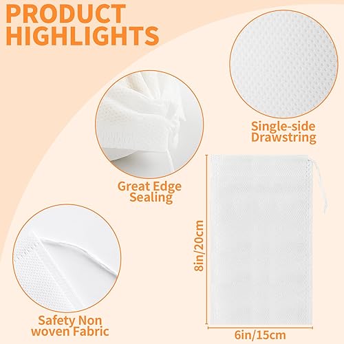 Miniatura 3 de TamBee 100 unidades de 5.9 x 7.87 pulgadas desechables con cordón, bolsas de filtro de té para té suelto, hierbas, bolsas de especias para preparar