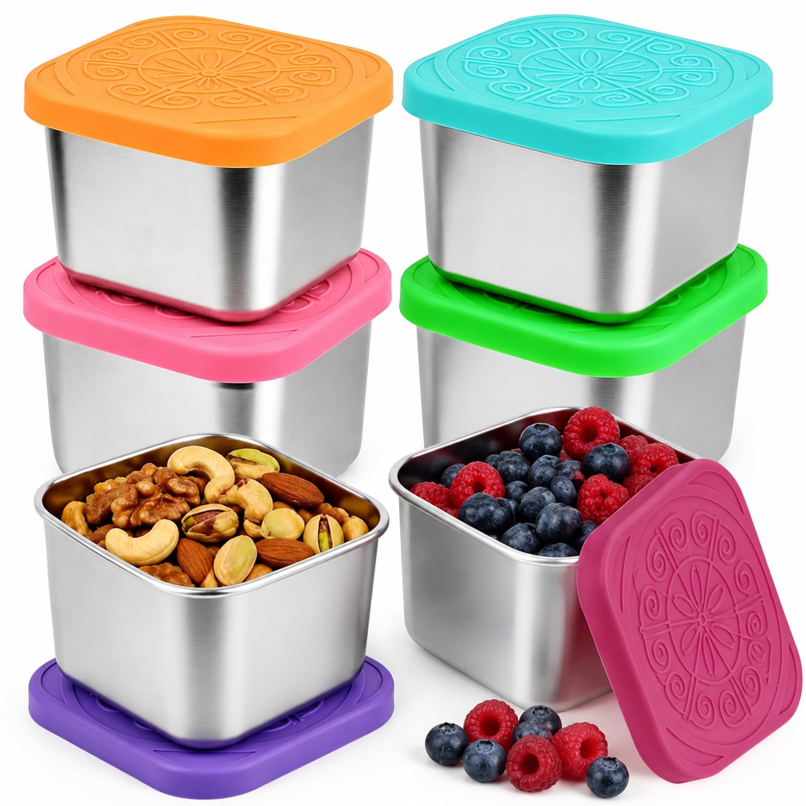 YQL Stainless Steel Snack Containers with Lids for Lunch, Picnic, Travel