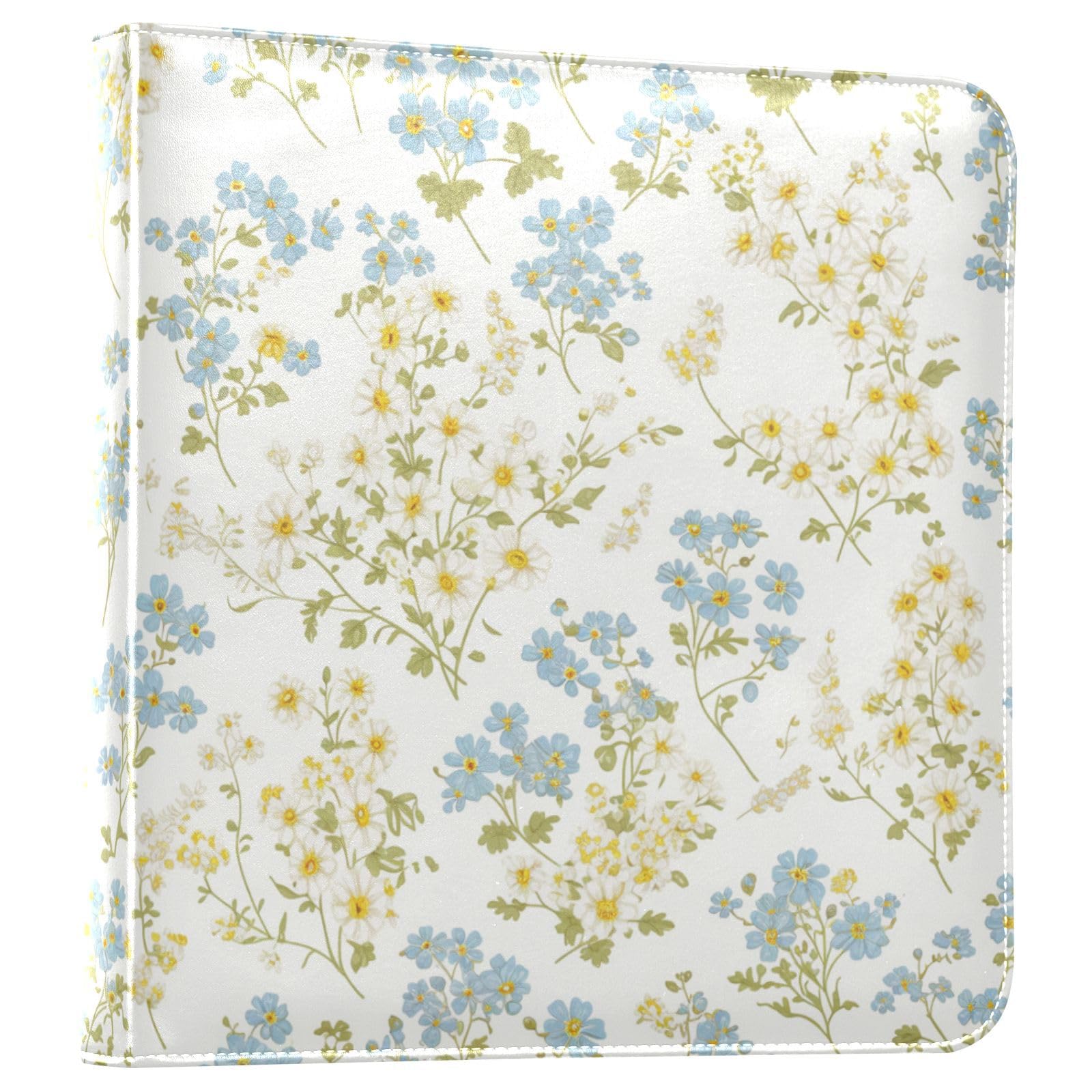 Kigai Small Daisy Photo Album Self Adhesive Scrapbook Album Leather Cover DIY Picture Scrap Book with 20 Adhesive Sheets, 11.8x24x0.8 inch