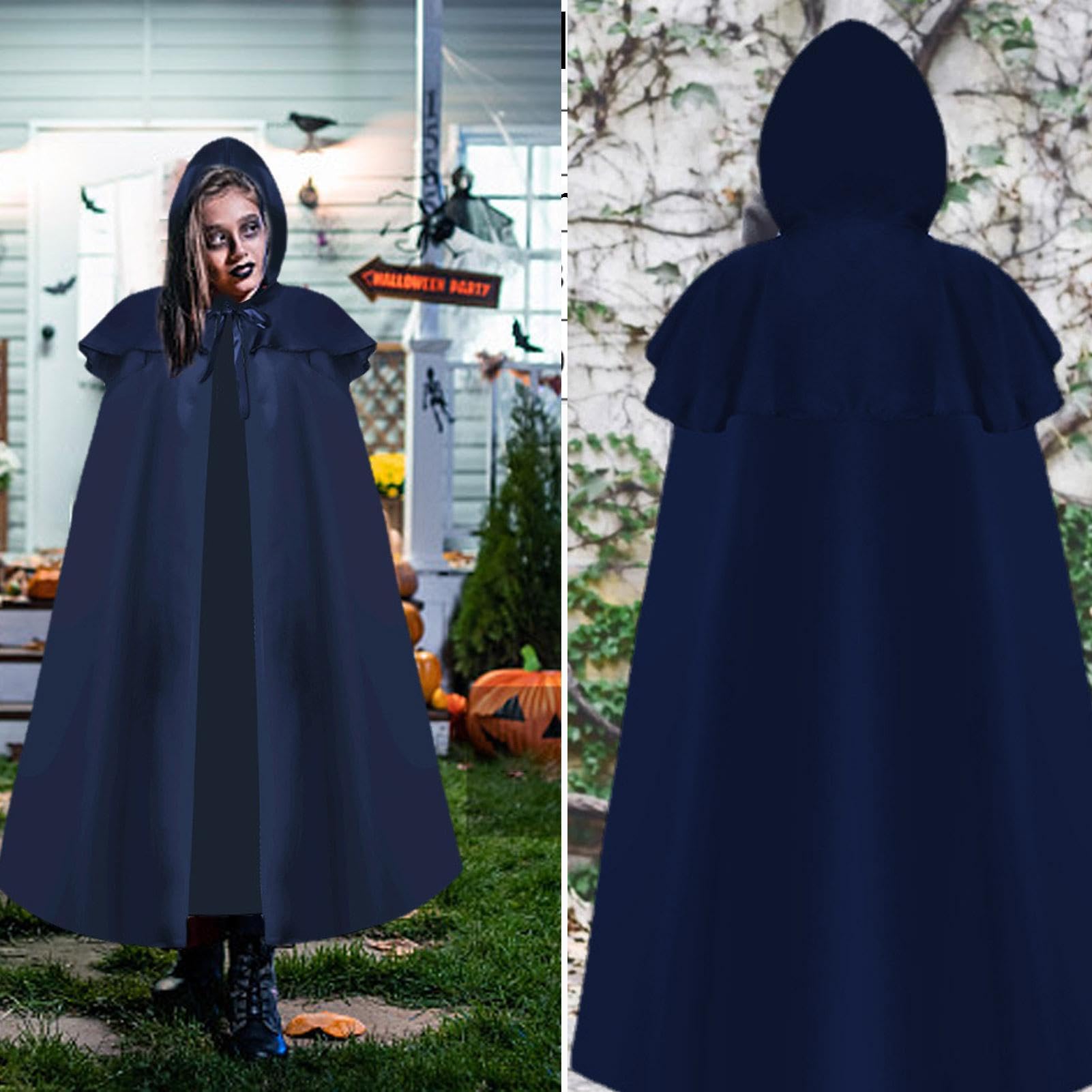 Bela Dimitrescu YIHELU Cape à Capuche Noir, Cape De Carnaval, Longue Cape De Velours Unisexe Cape, Pour Cosplay Party Halloween Carnaval Déguisement Costume ( Noir,S Cape Halloween Adulte Homme