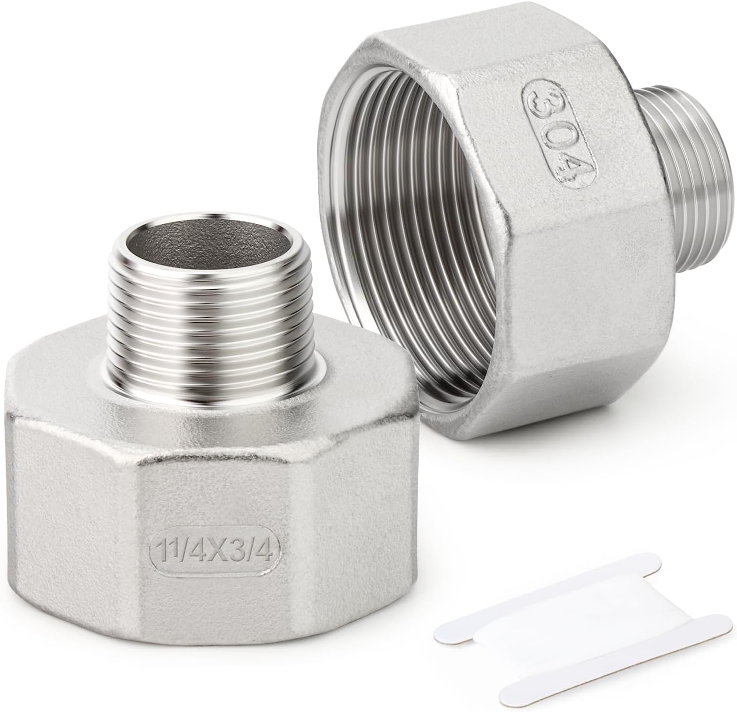 TAISHER 2PCS 304 Stainless Steel Pipe Fitting, Reducer Adapter, 1" NPT Male x 1-1/2" NPT Female