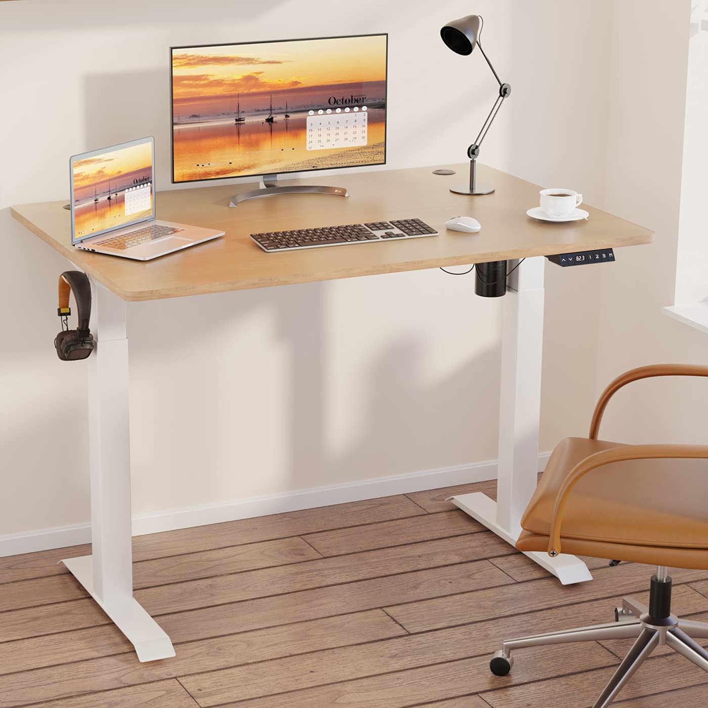 Meilocar Height Adjustable Electric Standing Desk, Sit Stand Computer Desk w/Memory Controller