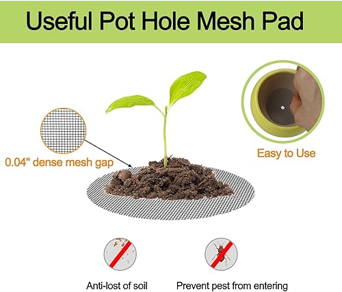 Miniatura 3 de GREGICH Malla para bonsái para drenaje de maceta, 2, 3, 4 pulgadas de tamaño surtido, 100 piezas de almohadilla de malla redonda de plástico para