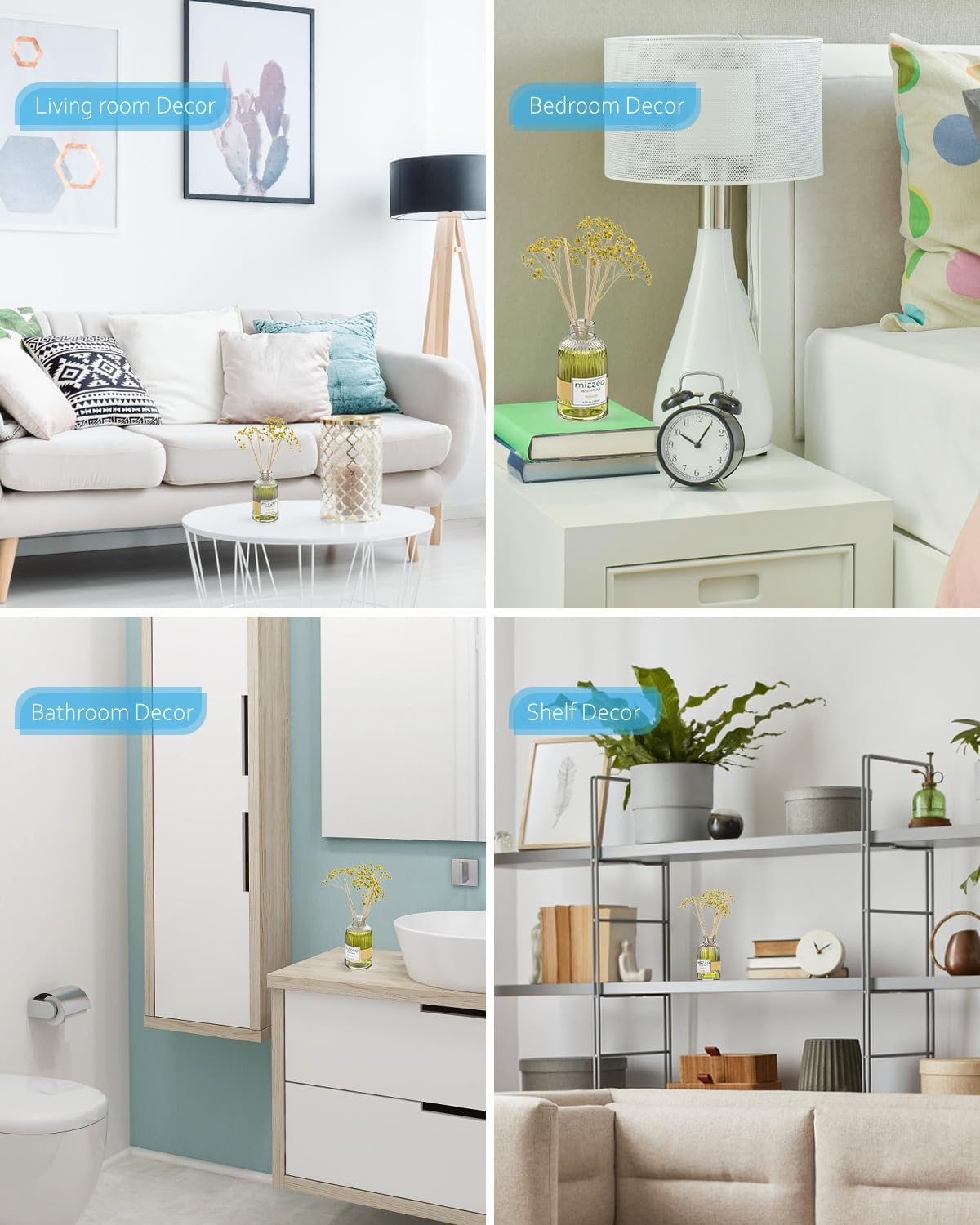 MIZZEO Reed Diffuser Set, Banana 6.76 fl oz Highly Scented Room Diffuser Home Fragrance Essential Oil Reed Flower Diffuser, House Bedroom Office Decor & Gifts - Image 4