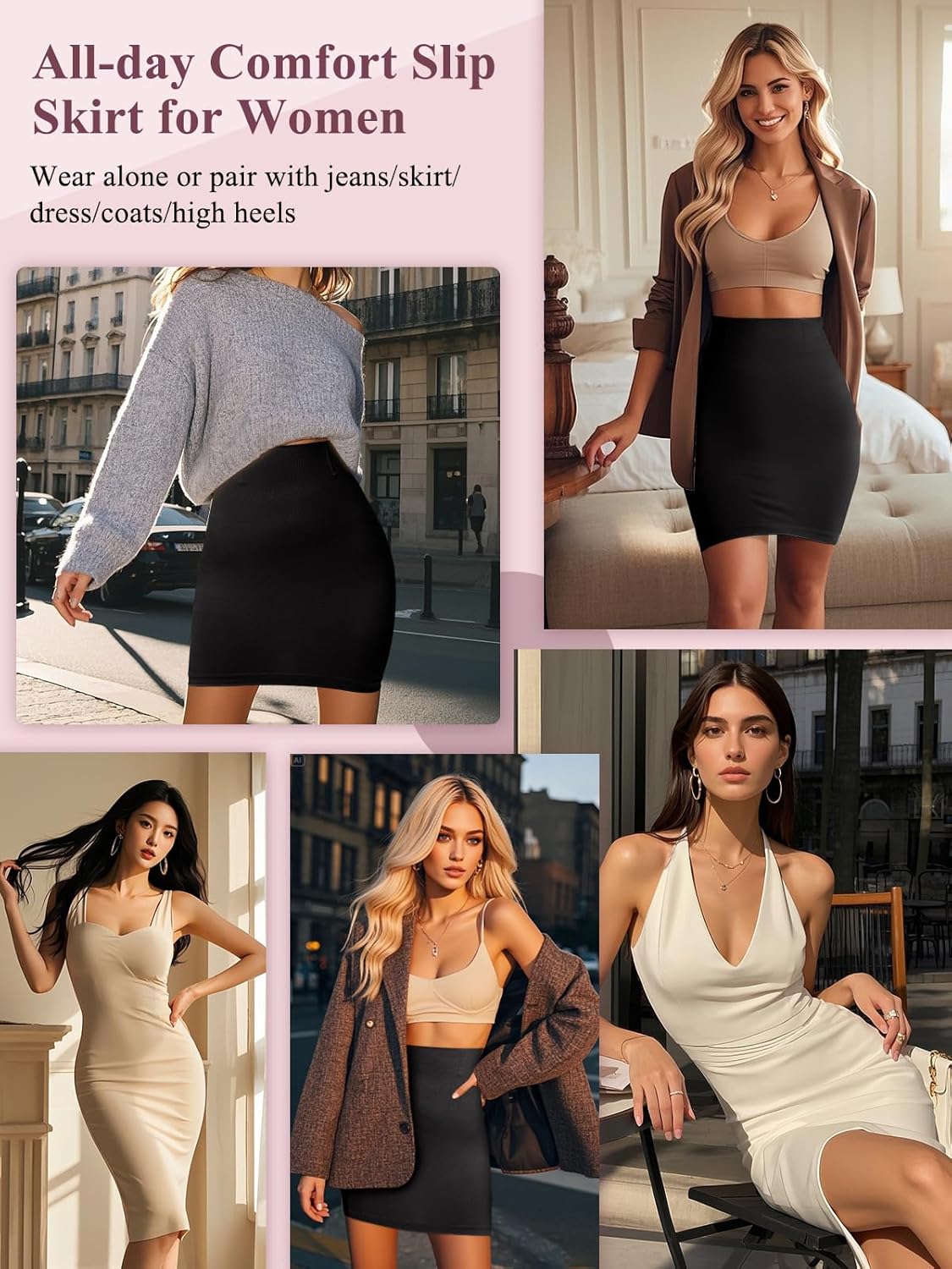 JOYSHAPER Half Slips Shapewear Skirt Under Dresses Tummy Control High Waist Slip Skirt With Built In Shapewear - Image 6