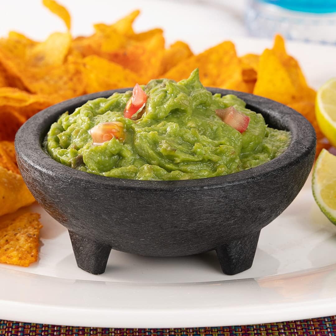 Restaurantware-4 Ounce Salsa Bowl, 1 3-Legged Design Molcajete Bowl - Microwavable, Dishwashable, Black Plastic Salsa Container, Shatterproof, For Sauces, Guacamole, and Cheese Dip