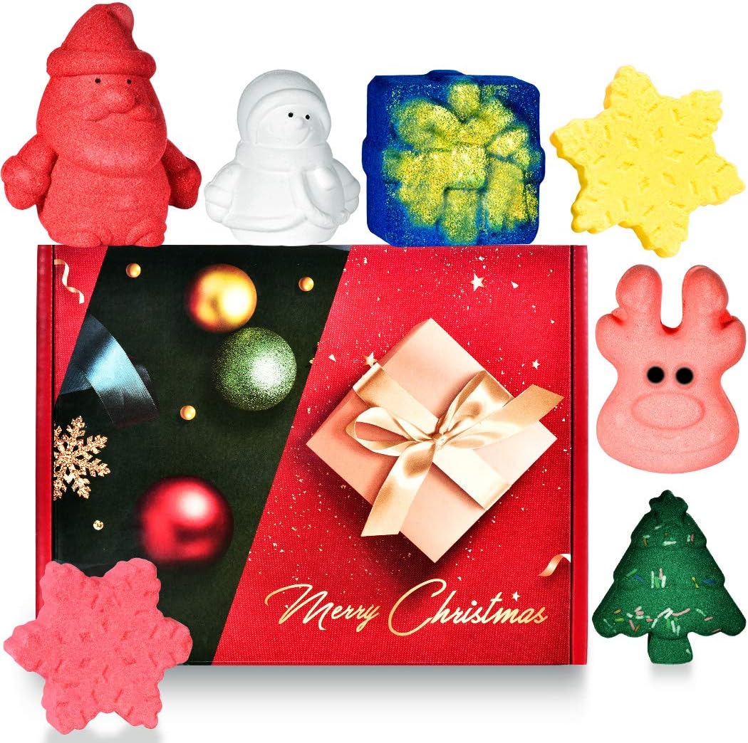 Christmas Bath Bomb Gift Set Handmade All Natural Essential Oil and Organic Bath