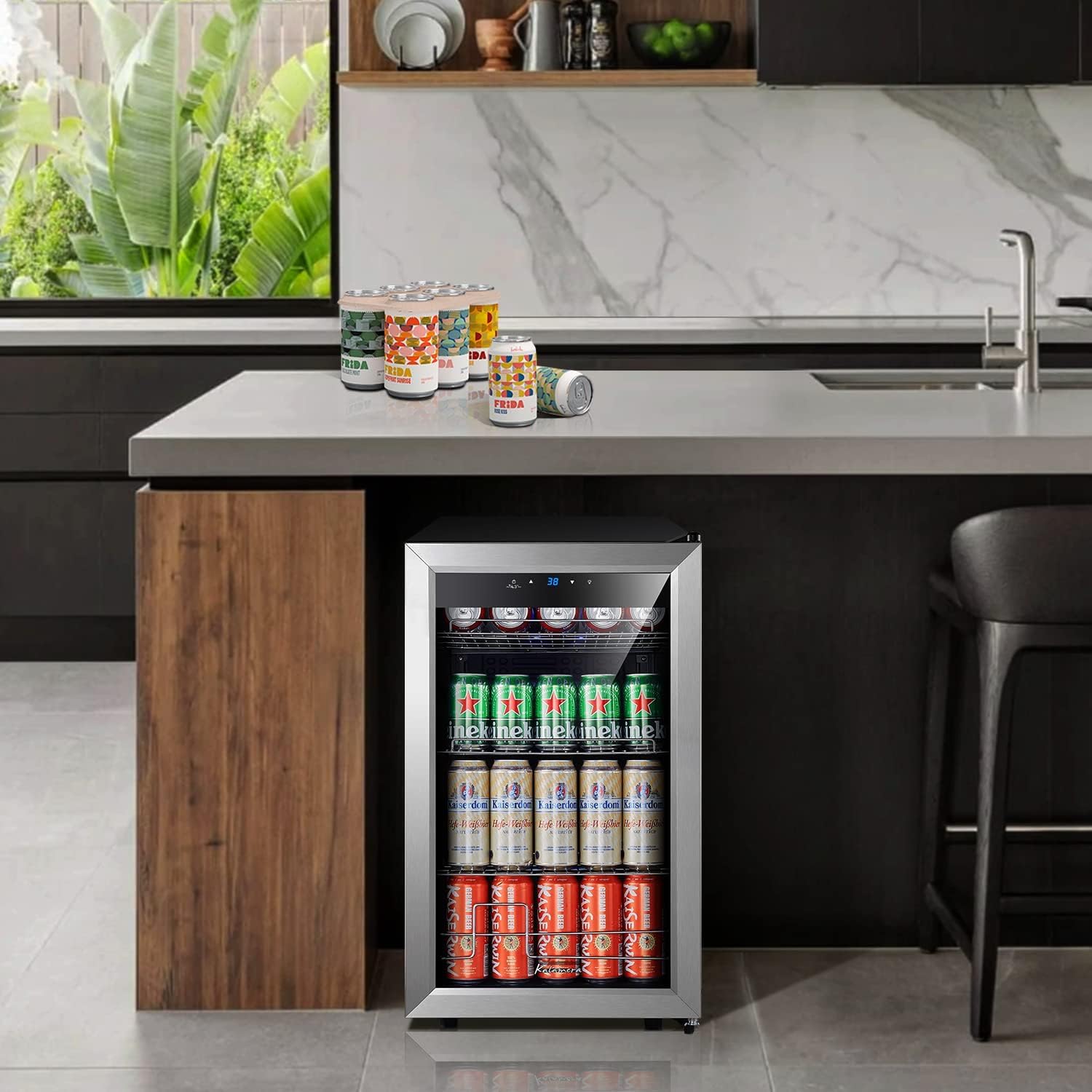 Kalamera 104 Cans Beverage Refrigerator Cooler, Mini Fridge With Glass Door For Soda Beer Or Wine, Adjustable Shelves & Digital Temperature Display on Fridge.com - View 6