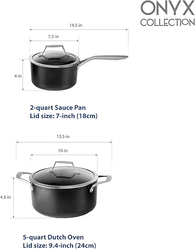 Miniatura 4 de TECHEF - Onyx Collection - Juego de sartenes antiadherentes de 6 piezas, sin PFOA, apto para lavavajillas, mango de acero inoxidable, listo para
