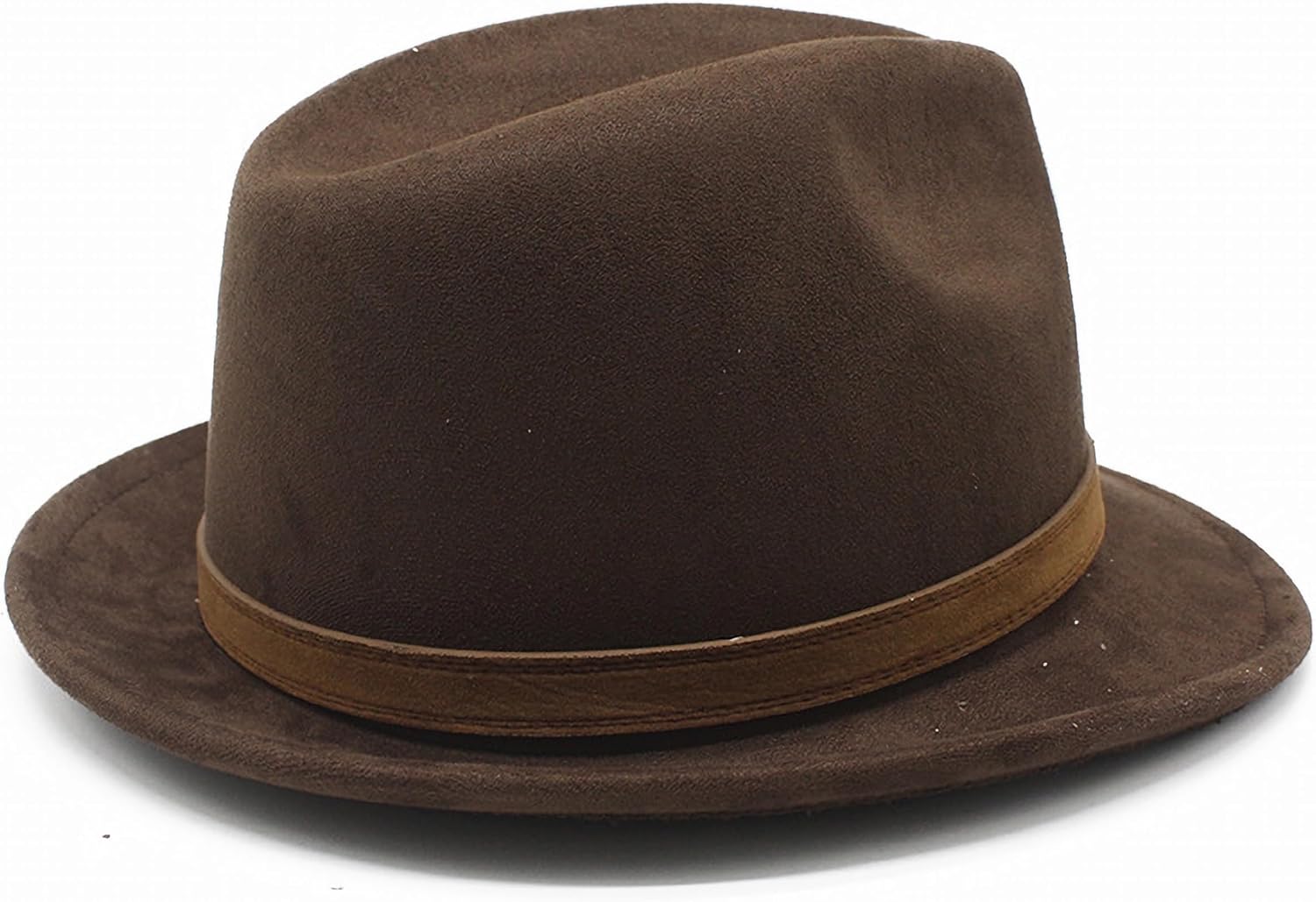 Felt Fedora Hats for Women Men Short Brim Felt Hat Panama Trilby Fedoras with Belt Buckle