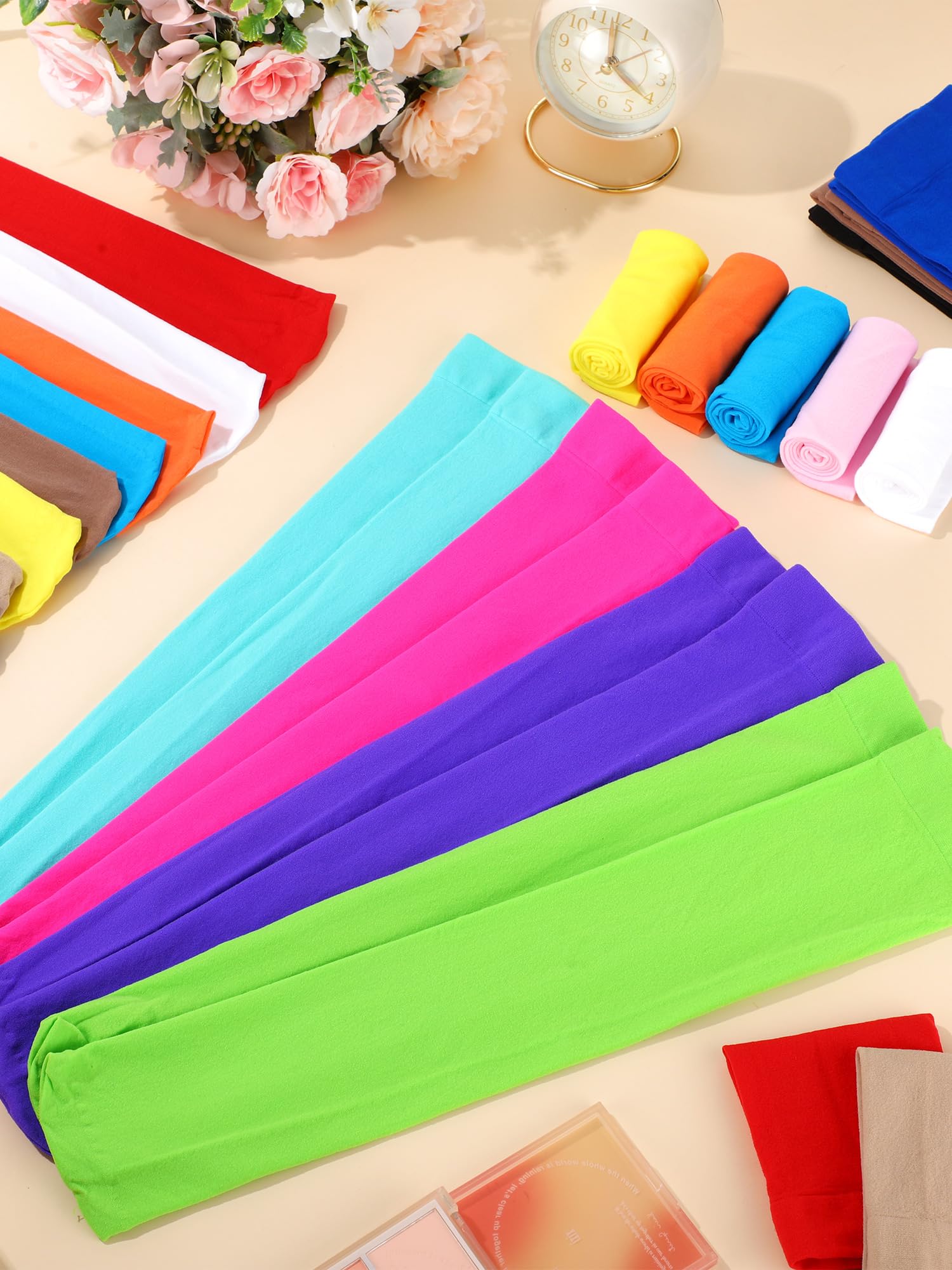 Liitrsh 30 Paar Eiskunstlauf-Socken, hohe Strumpfhosen für einfarbige Rollschuh-Socken, Tanzsocken, leicht, blickdicht, Fußsocken für Damen und Mädchen, 15 Farben, helle Farbe, 16.54 inches