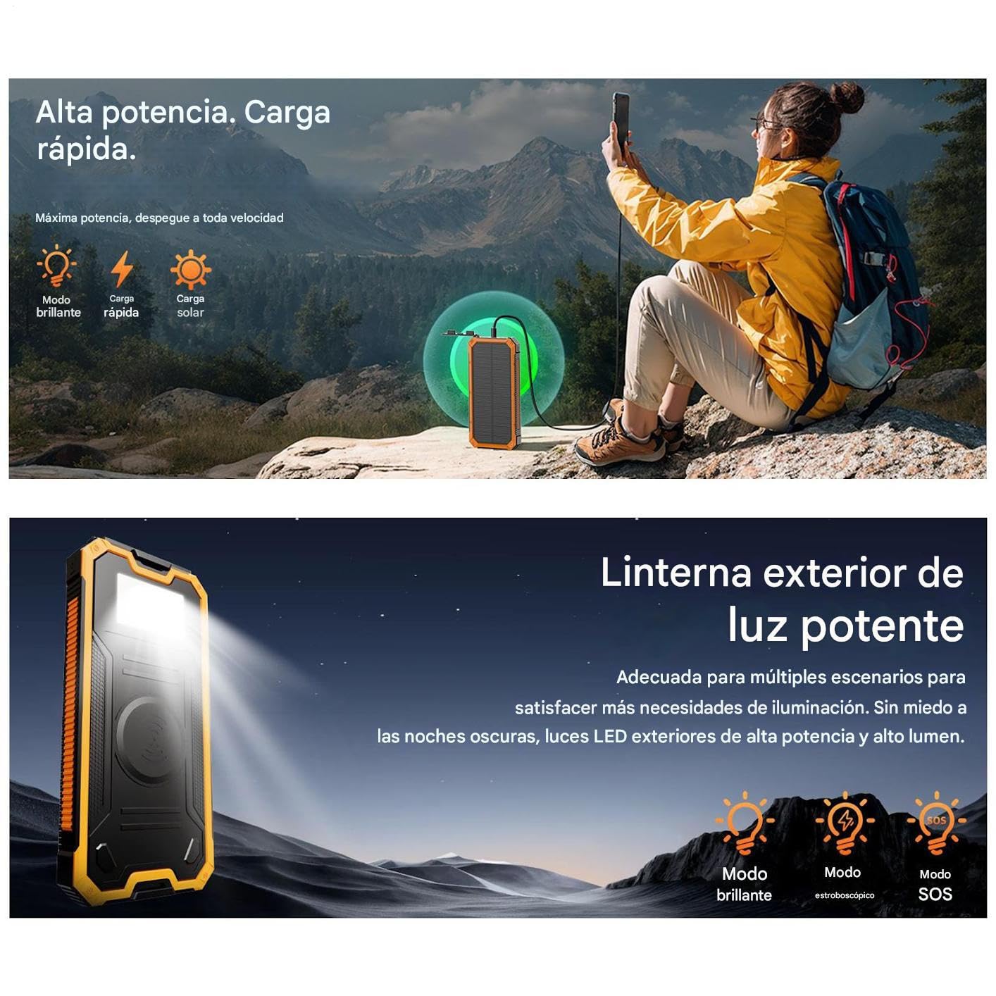 Caricatore a Energia Solare Power Bank 10000mAh Impermeabile