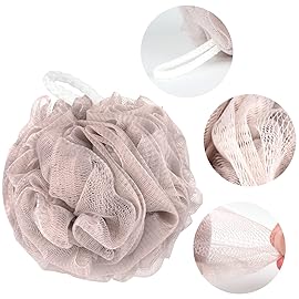 Fu Store Loofah Sponge Shower Loofahs 70g Bath Sponges Mesh Balls 4 Colors for Body Scrubber Exfoliator Wash Back Scrubbers Bathroom Men Women 4 Pack Cleaning Bathing Accessories Blue Beige Green Pink