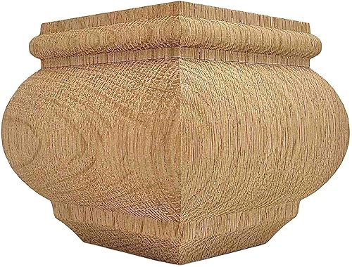 Miniatura 2 de Highland Manor Wood Products Patas cuadradas de madera de roble Moreland, 3 pulgadas de alto x 3 38 pulgadas de ancho, pies de muebles de madera sin