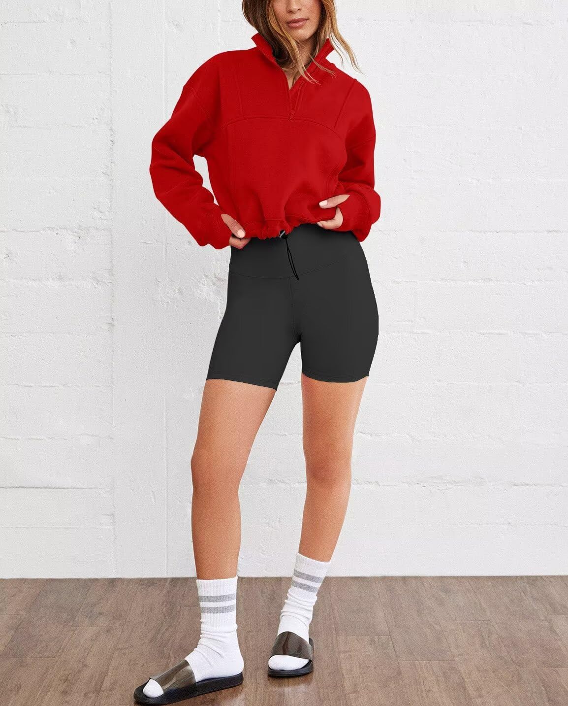 LEEDYA Women Long Sleeve Half Zip Sweatshirts Fall Oversized Trendy Hoodies Casual Thumb Hole Pullovers Y2k Clothes - Image 3