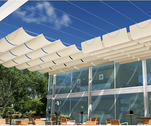 Miniatura 7 de E&K Sunrise - Toldo retráctil para pérgola, cubierta de sombra, toldo colgante de alambre deslizante, tela de sombra de repuesto, pantalla ondulada,