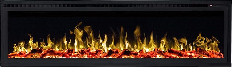 AFLAMO Royal -Chimenea eléctrica de empotrar/de Pared, con función de calefacción, Efecto de Llama Realista, tecnología LED. (152 x 43 x 15)