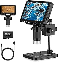 PalliPartners LCD Digital Microscope 4.3" 1080P 10MP 1000X Magnification, Wireless USB Stereo Camera Video Recorder with HD Screen & 32GB Card