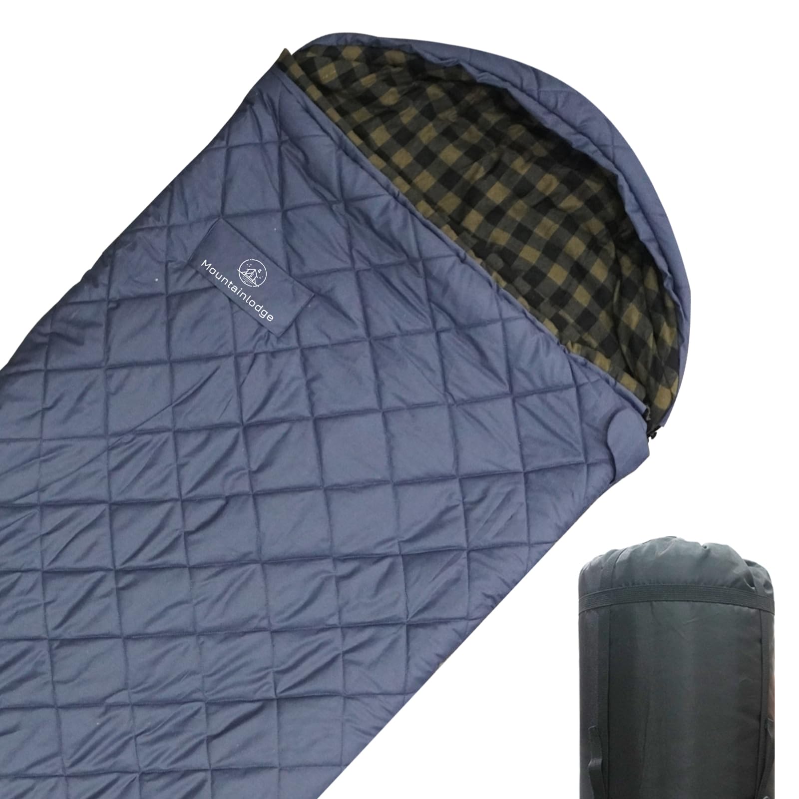 Mountainlodge 100 Cotton Shell and Lining Sleeping Bag for Adult Cold Weather with Compression Bag Carry Bag for